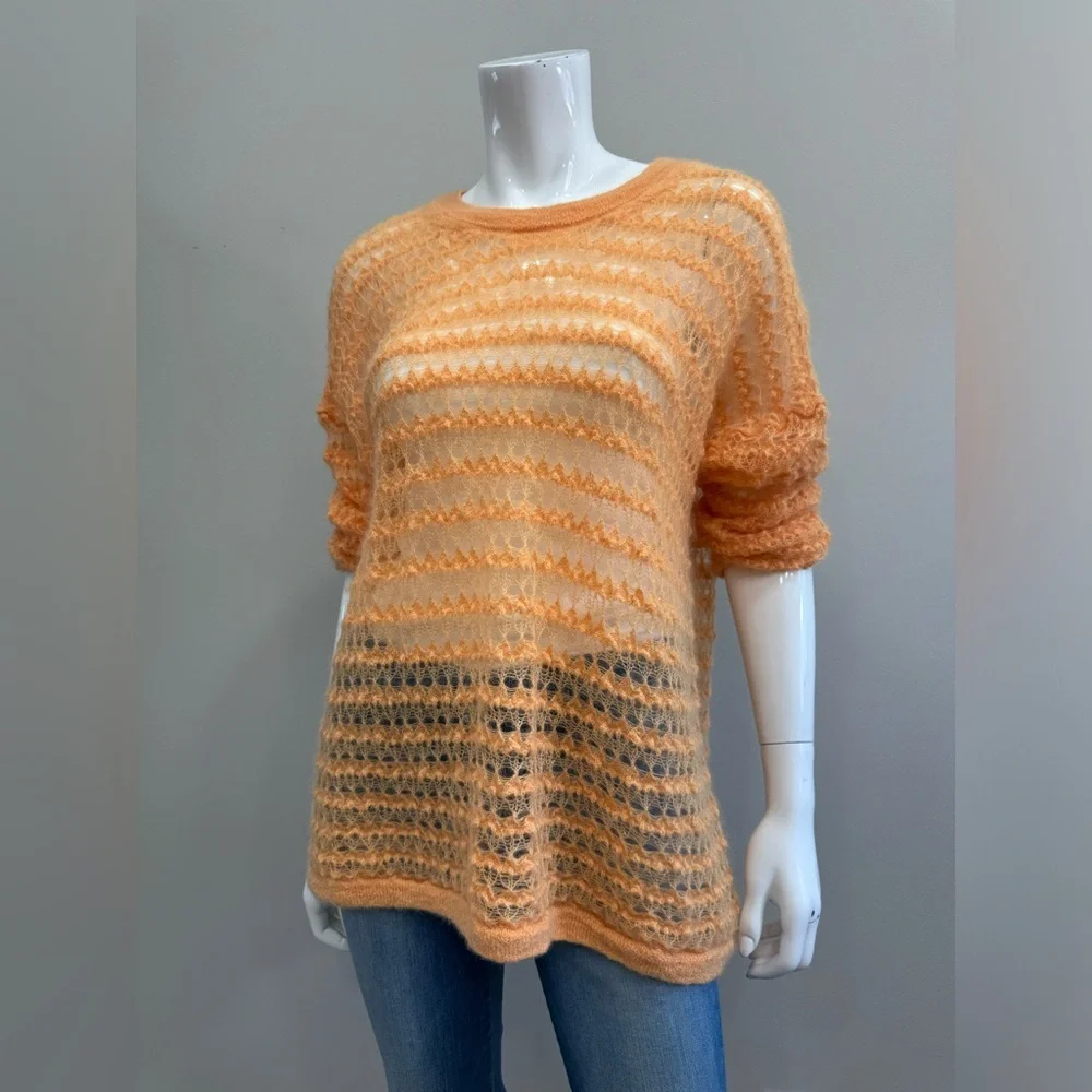 Anthropologie Pilcro Open Knit Stitch Vibrant Sweater Top Size M Pullover